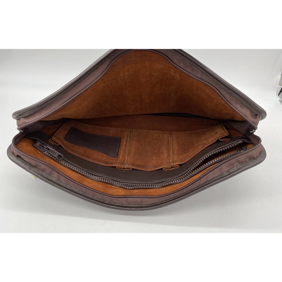 Jack Georges University Underarm Portfolio Zip Bag Leather Brown Suede Interior - Picture 4 of 7